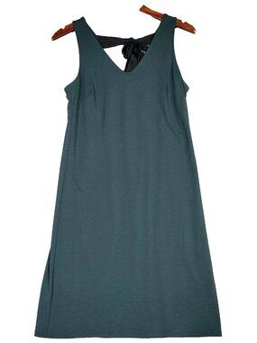 Banana republic Mini Dress Women's XS Forest Green V-Neck Back Tie Minimalist